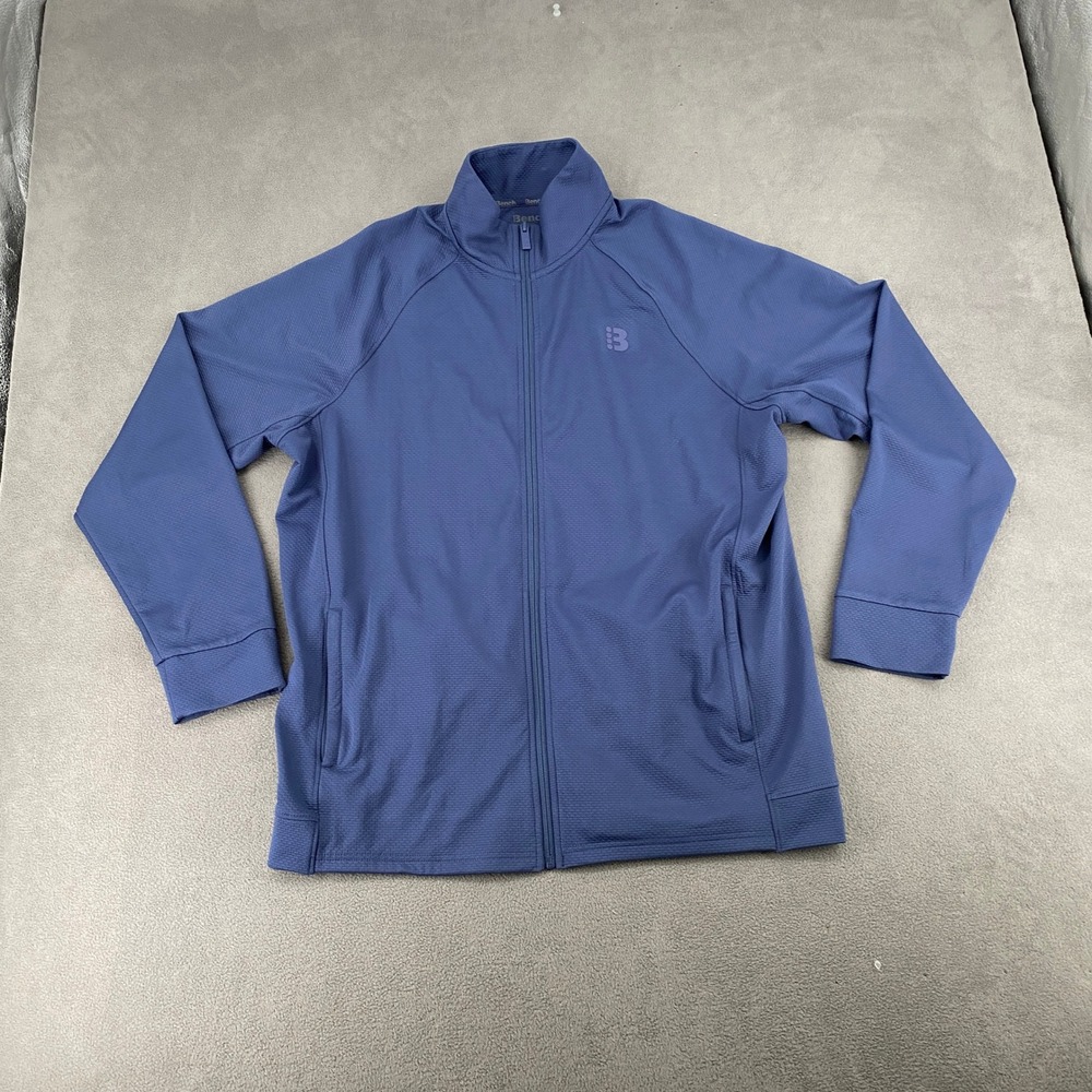Bench Urbanwear Mens Blue Full Zip Track Jacket Waffle Knit Mock Neck Large